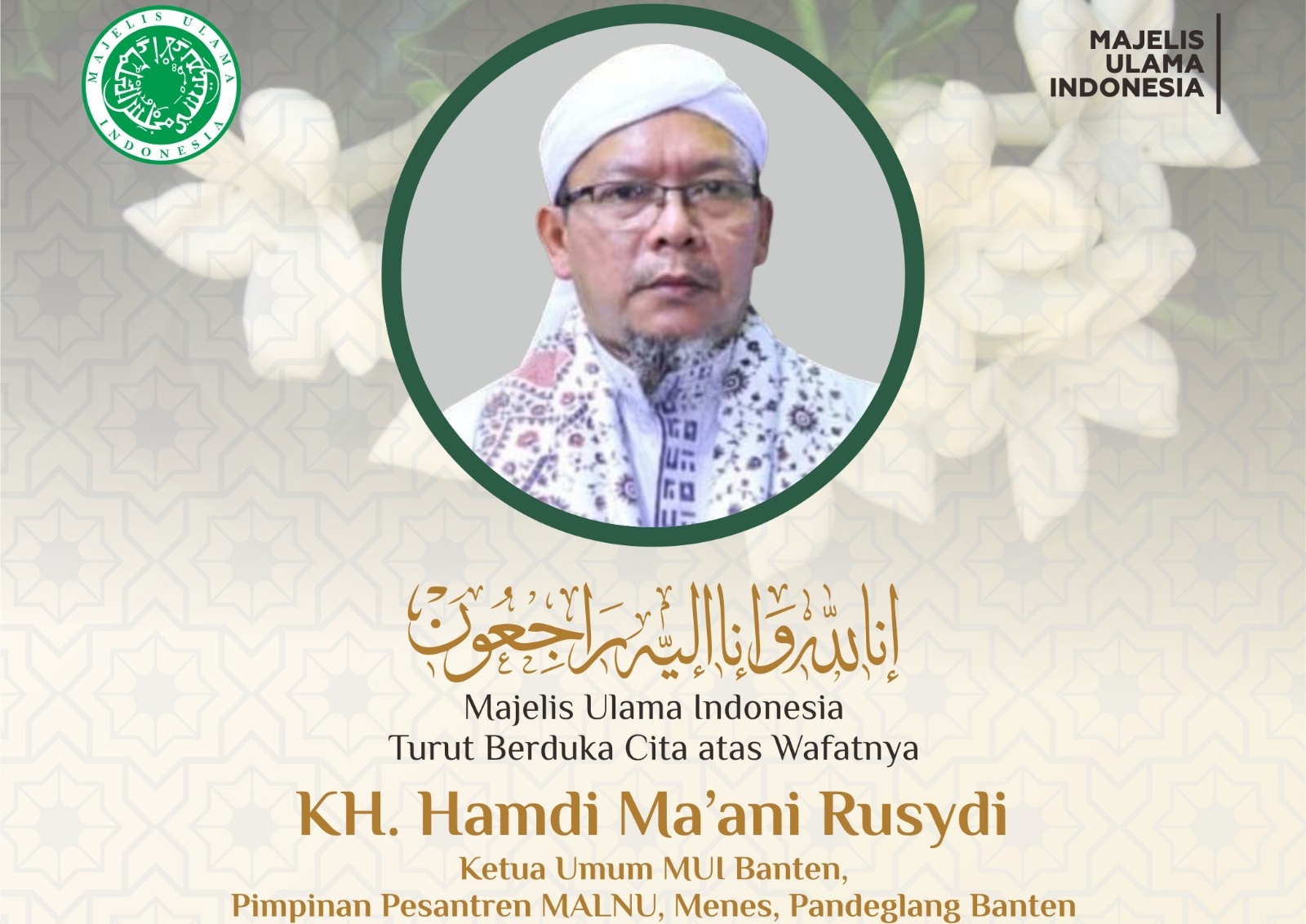 Kabar Duka, Ketum MUI Banten KH Hamdi Ma’ani Rusydi Wafat di Tanah Suci