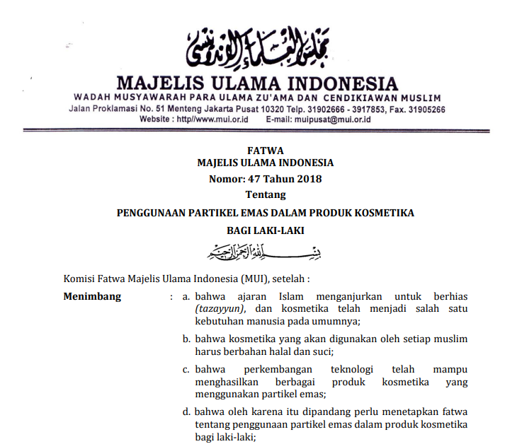 PENGGUNAAN PARTIKEL EMAS DALAM PRODUK KOSMETIKA BAGI LAKI-LAKI