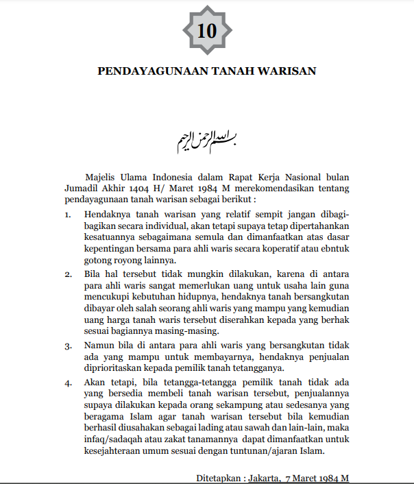 PENDAYAGUNAAN  TANAH WARISAN