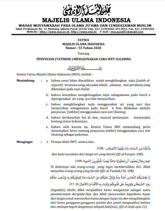 PENYUCIAN (TATHHIR ) MENGGUNAKAN CARA WET CLEANING