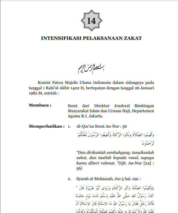 INTENSIFIKASI PELAKSANAAN  ZAKAT