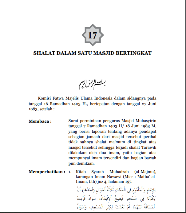 SHALAT DALAM SATU MASJID  BERTINGKAT