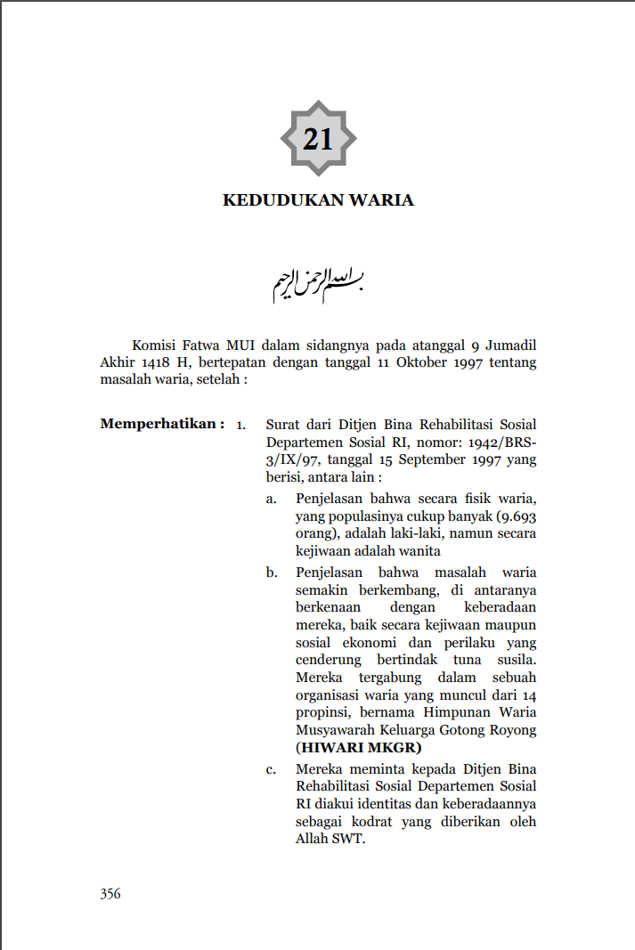 KEDUDUKAN WARIA