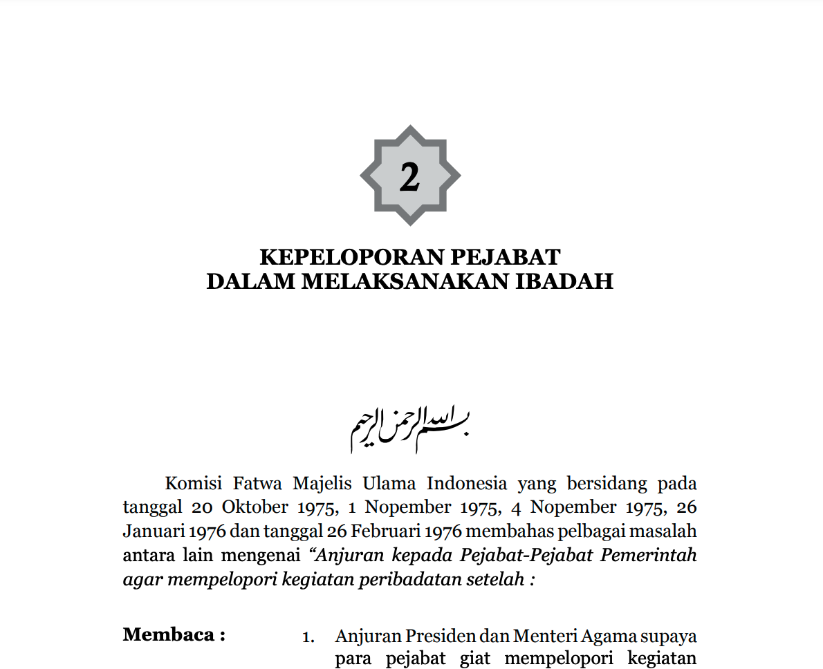 KEPELOPORAN PEJABAT DALAM MELAKSANAKAN  IBADAH