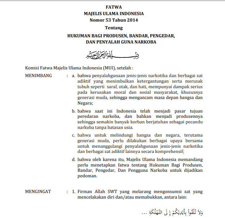 HUKUMAN BAGI PRODUSEN, BANDAR, PENGEDAR, PENGEDAR, DAN PENYALAH GUNA NARKOBA