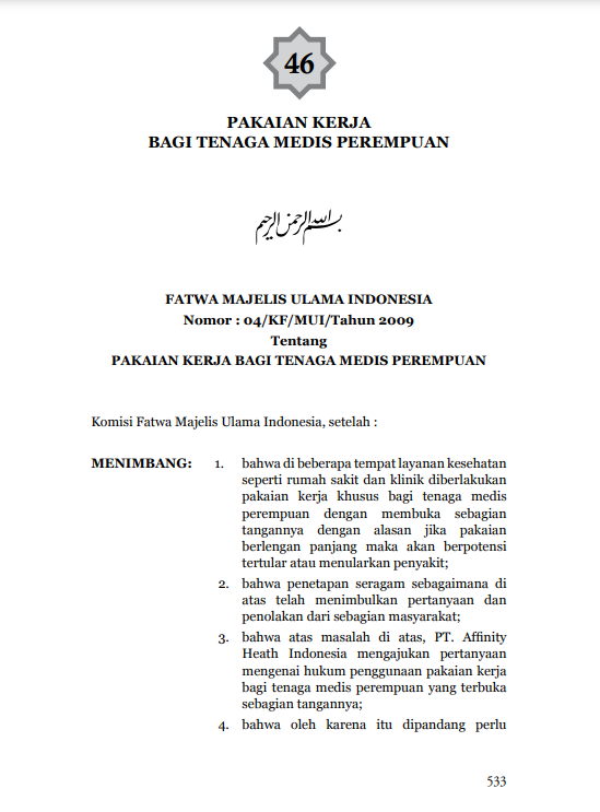 PAKAIAN KERJA BAGI TENAGA  MEDIS PEREMPUAN