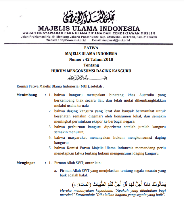 HUKUM MENGONSUMSI DAGING KANGURU