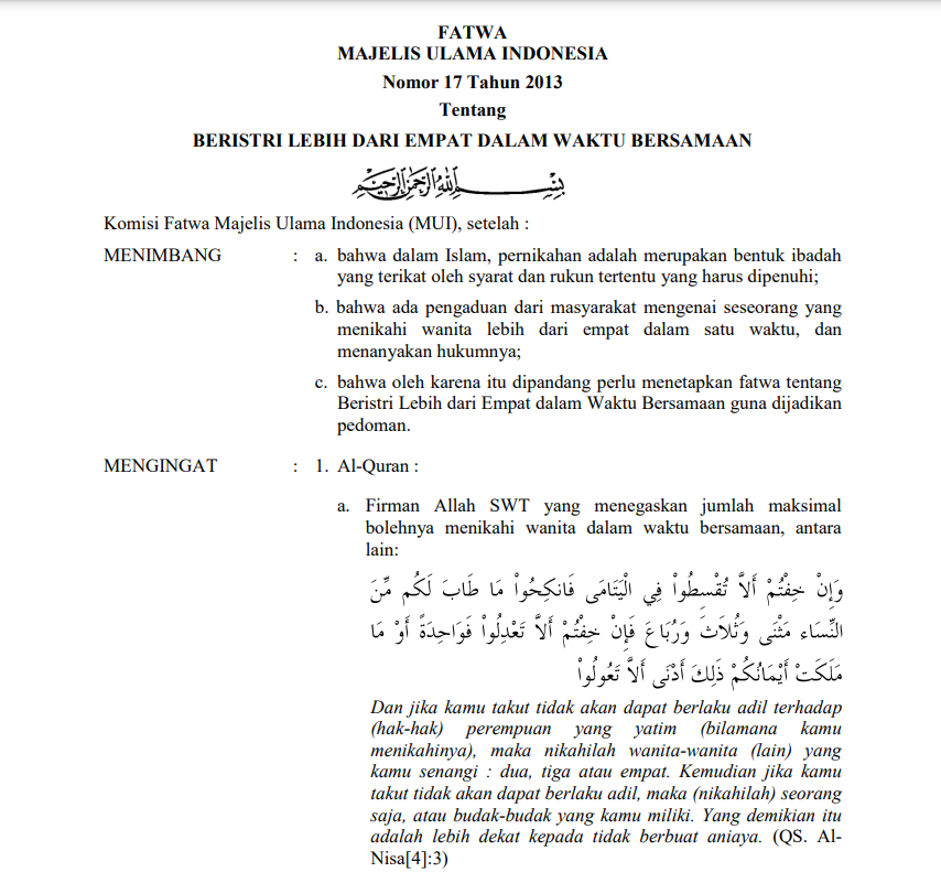 BERISTRI LEBIH DARI EMPAT DALAM  WAKTU BERSAMAAN