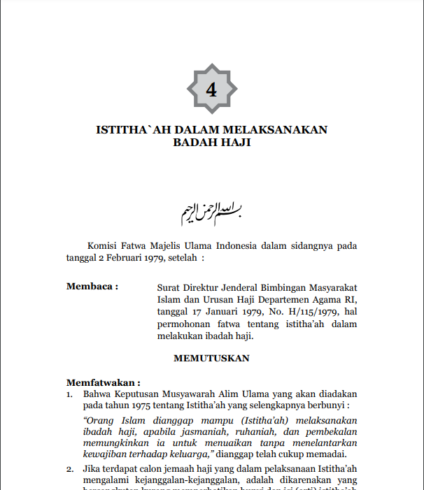 ISTITHA`AH DALAM  MELAKSANAKAN IBADAH HAJI