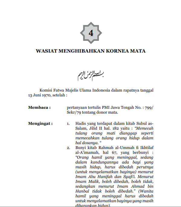 WASIAT MENGHIBAHKAN  KORNEA MATA