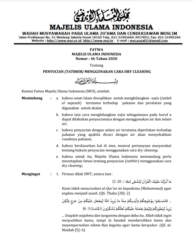 PENYUCIAN (TATHHIR) MENGGUNAKAN CARA DRY CLEANING