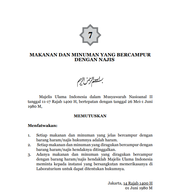 MAKANAN DAN MINUMAN  YANG BERCAMPUR DENGAN NAJIS