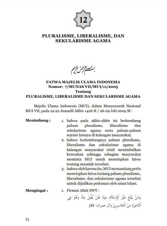 PLURALISME, LIBERALISME, DAN SEKULARISME AGAMA