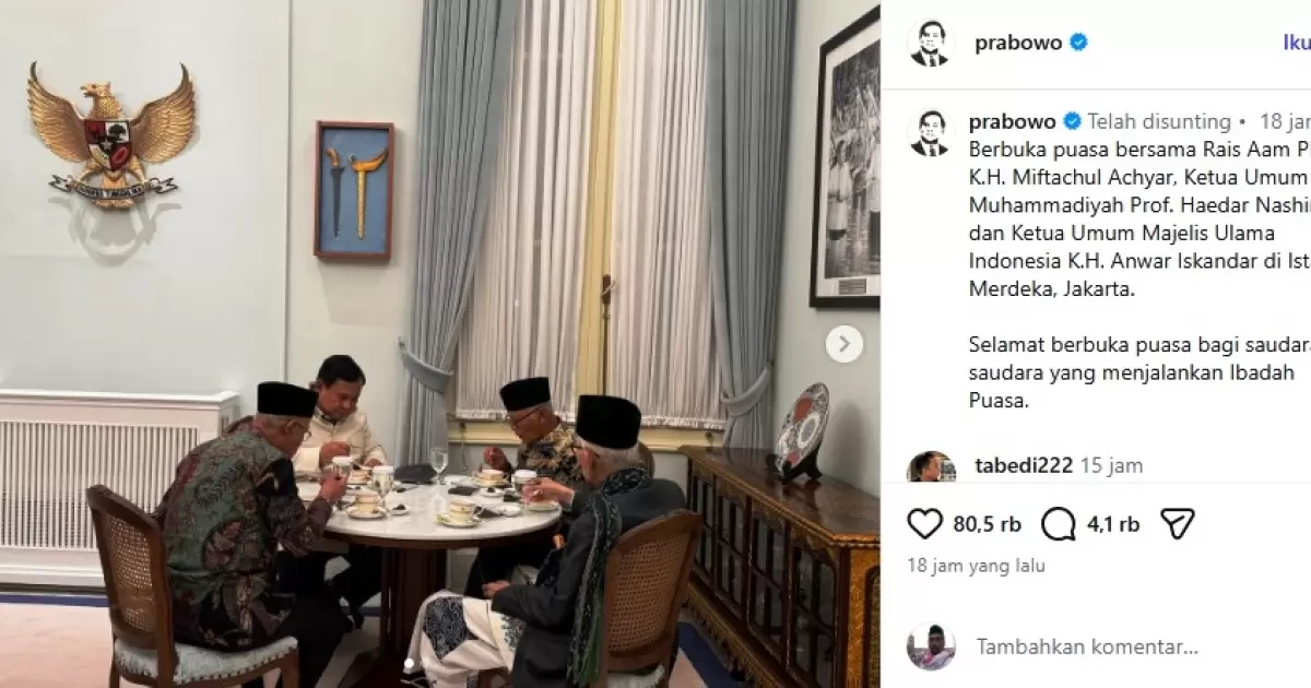 Momen Keakraban Prabowo dengan Ketum MUI, Rais Aam NU, dan Ketum Muhammadiyah