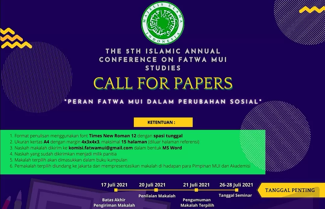 Ini Daftar  Peserta Lolos Call For Papers Annual Conference on Fatwa Studies 5