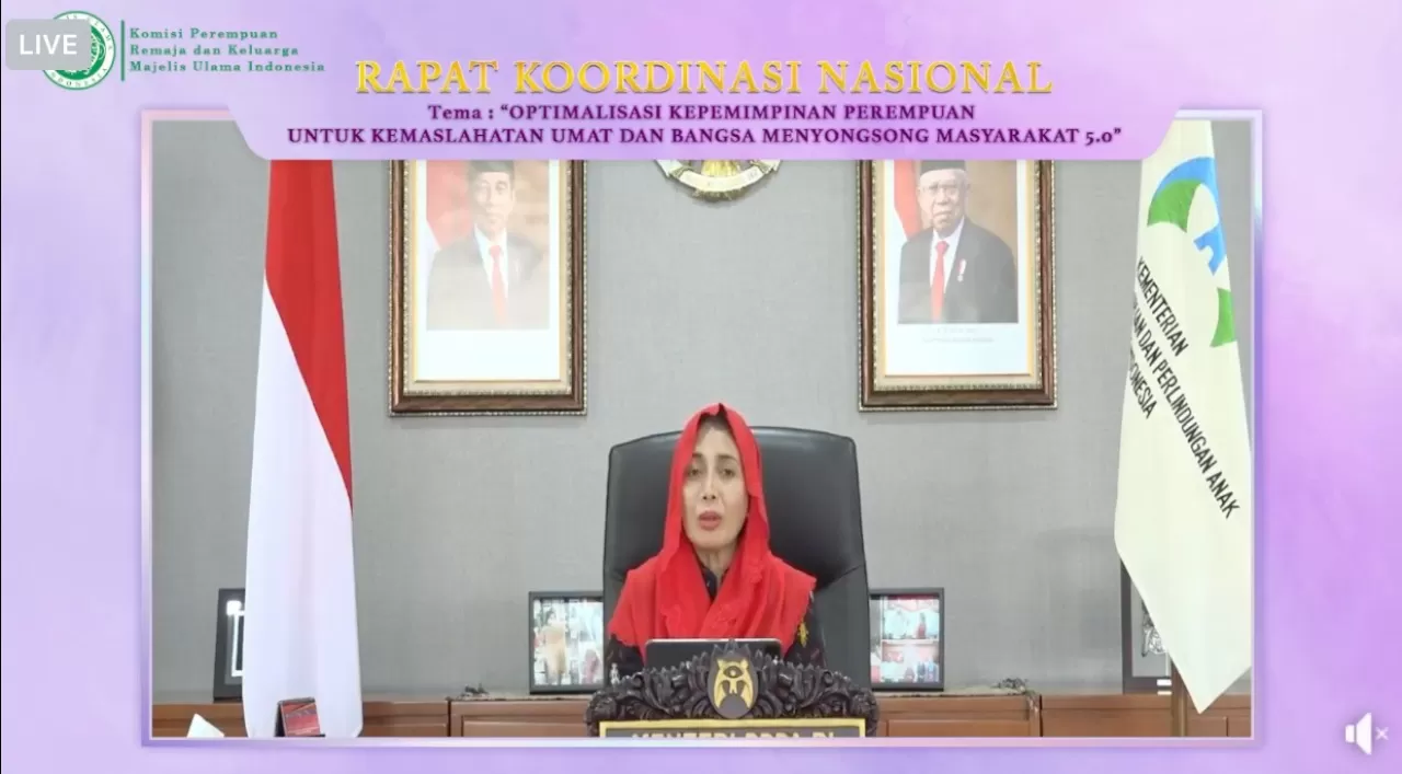 Sebut Peran Penting Perempuan dalam Pembangunan Nasional, Menteri PPPA Apresiasi Rakornas Komisi PRK MUI 2022