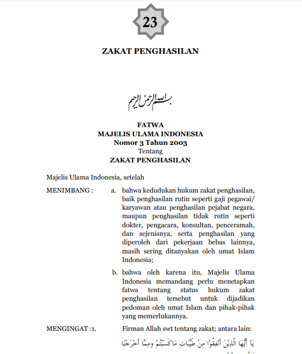 ZAKAT  PENGHASILAN