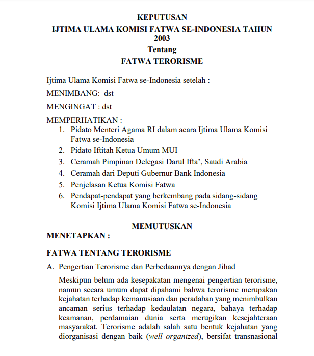 FATWA TERORISME