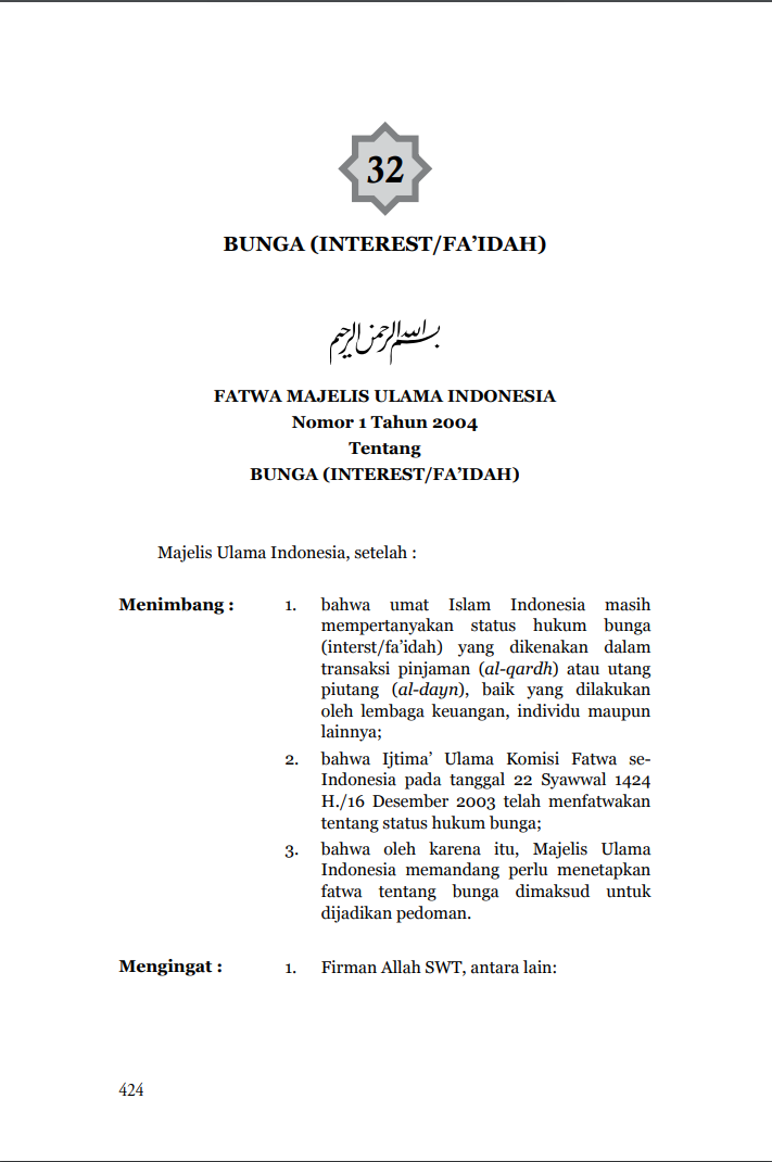 HUKUM BUNGA (INTEREST/FA’IDAH)