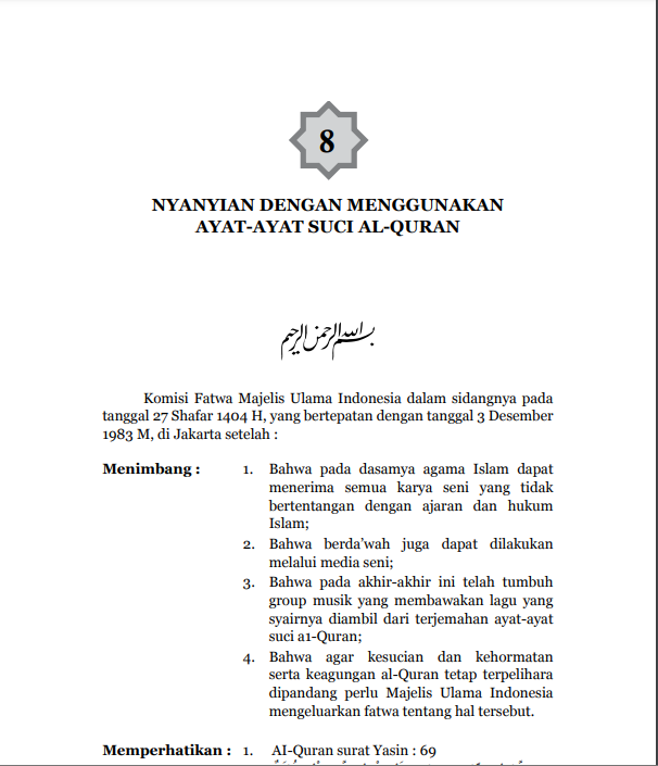 NYANYIAN DENGAN MENGGUNAKAN AYAT-AYAT  SUCI AL-QURAN