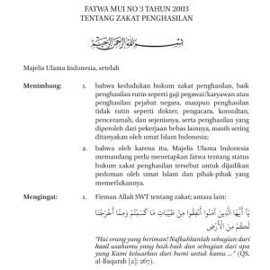 Zakat Penghasilan bagi Pegawai dan Tenaga Profesional dalam Fatwa MUI Nomor 3 Tahun 2003 tentang Zakat Profesi