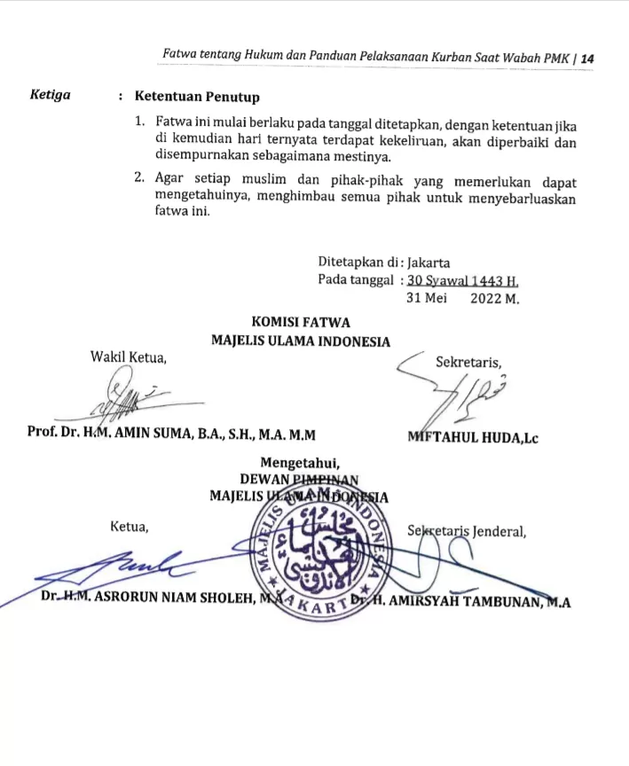 Ini Fatwa MUI Tentang Hukum Hewan Kurban Saat Wabah PMK