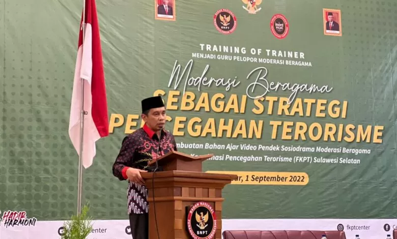 Sekum MUI Sulsel Ingatkan Pesan Perdamaian Islam Saat Beri Sambutan di ToT Moderasi Beragama FKPT Sulsel