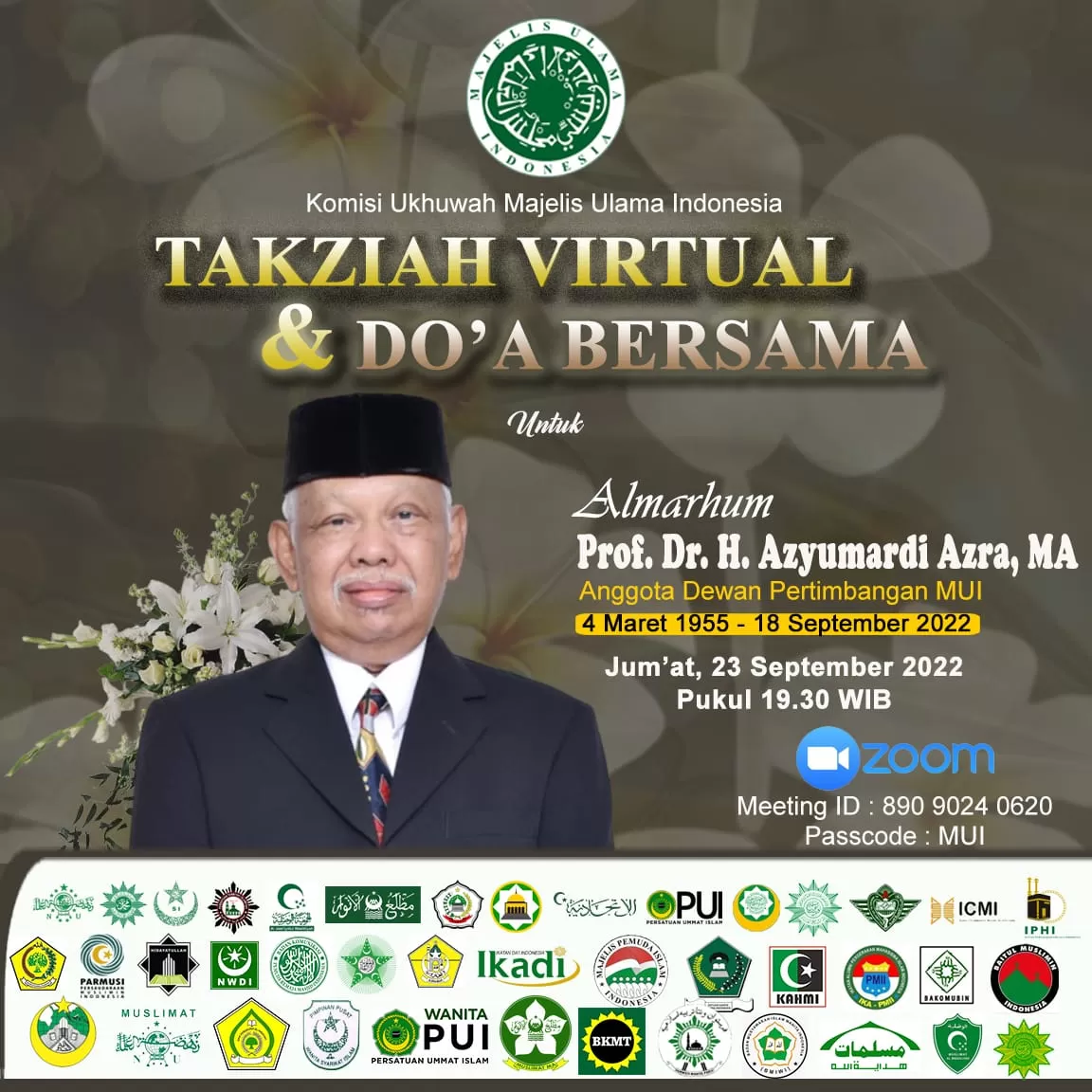Takziyah Virtual MUI untuk Prof Azyumardi Azra: Berjasa Rumuskan Konsep Islam Wasathiyah