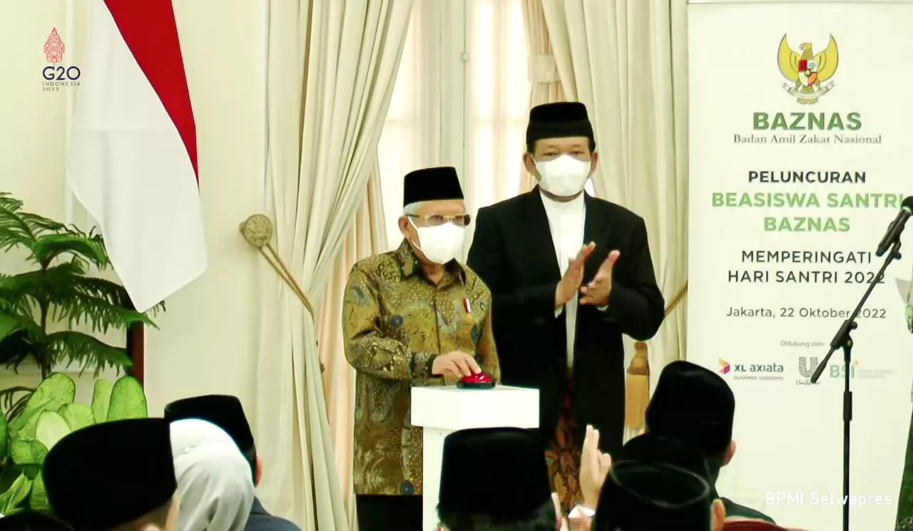 Hari Santri Nasional 2022, Wapres Ma’ruf Amin Luncurkan Beasiswa Santri Baznas 2022
