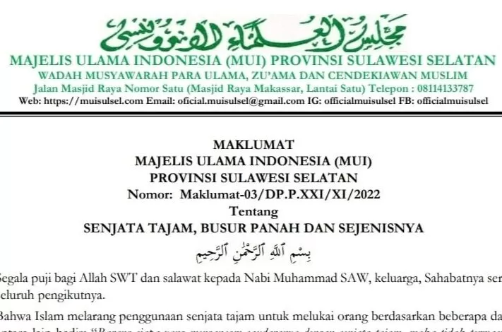 Busur Resahkan Warga, MUI Sulsel Keluarkan Maklumat, Ini Isinya