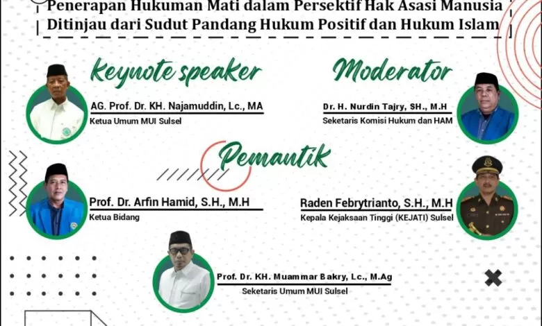 MUI Sulsel Akan Bahas Hukuman Mati, Catat Harinya